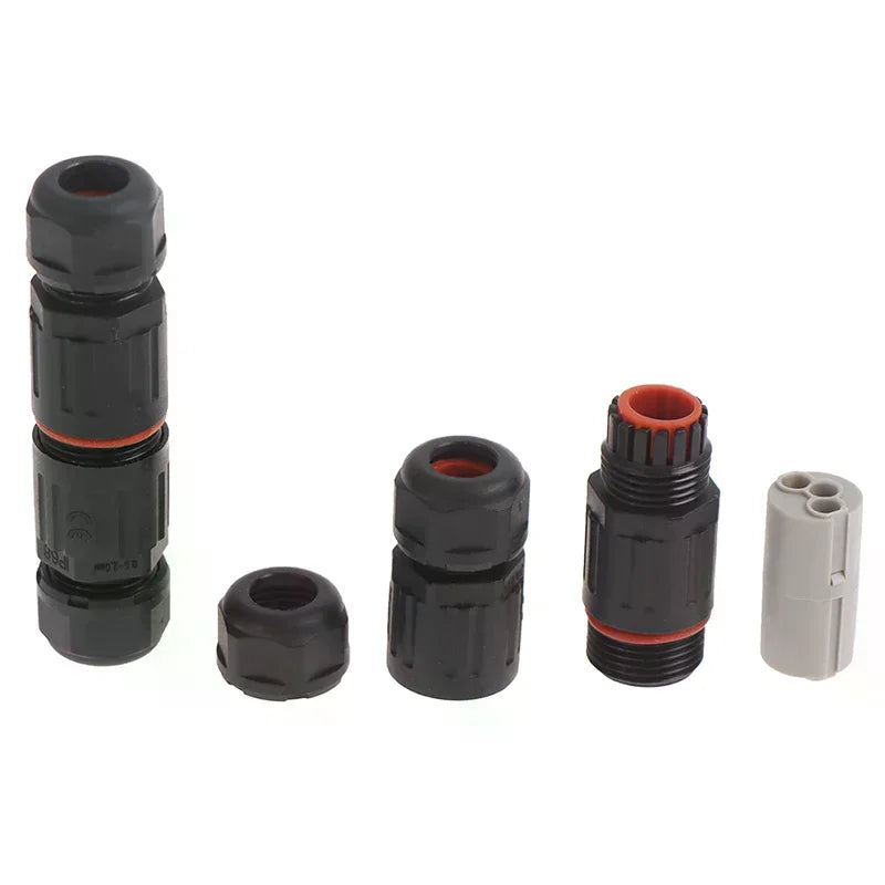 1 Pcs IP68 Industrial Electrical Waterproof Wire Cable Connector 2 Pin 3 Pin Outdoor Plug Socket Straight Quick Screw Connection Oasis Select