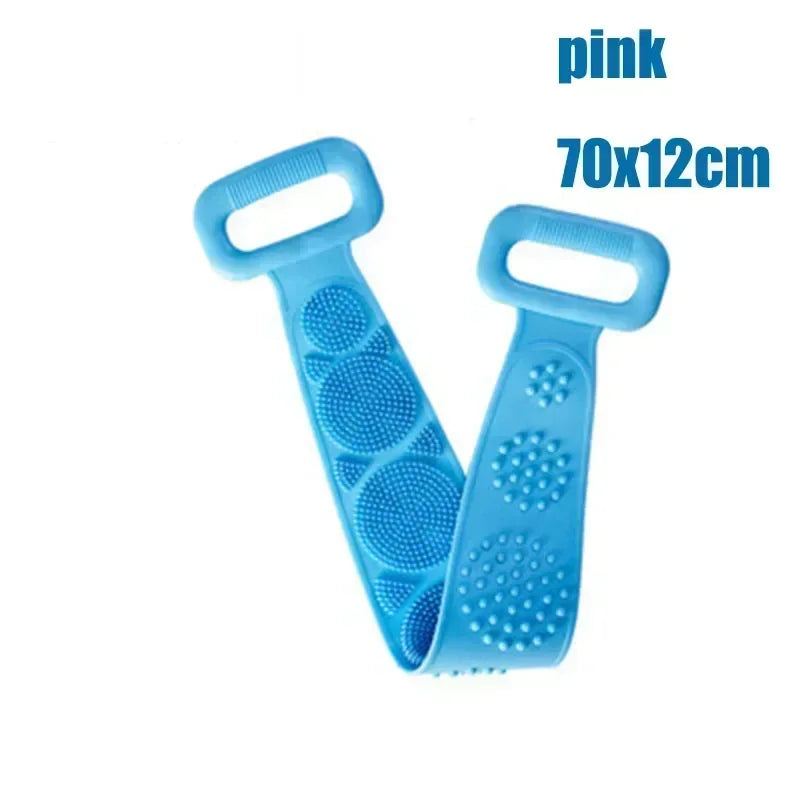 Foot Wash Mat Silicone Sponge Body Brush in The Shower Reusable Wall Mounted Back Silicone Bath Foot Massage Pad Shower Oasis Select blue brush