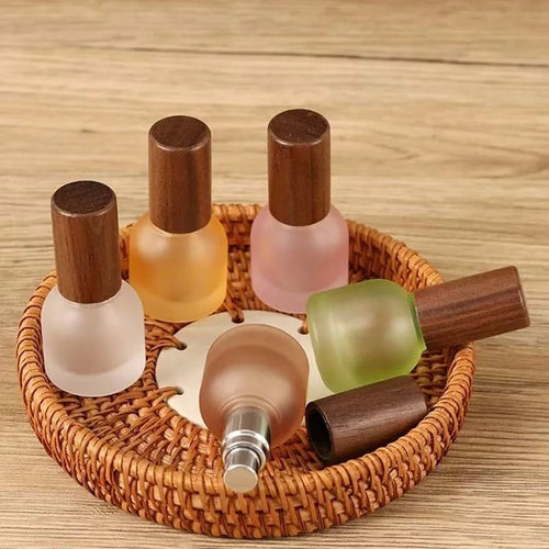 10ml Frosted Glass Refillable Perfume Spray Bottle | Wooden Cap Refillable Spray Bottle Oasis Select