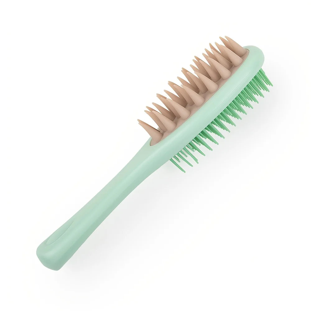 Long Handled Double-sided Scalp Massage Hair Brush -Sided Silicone Bristles and Scalp Massager,Suitable for Both Dry and Wet Use Oasis Select light green
