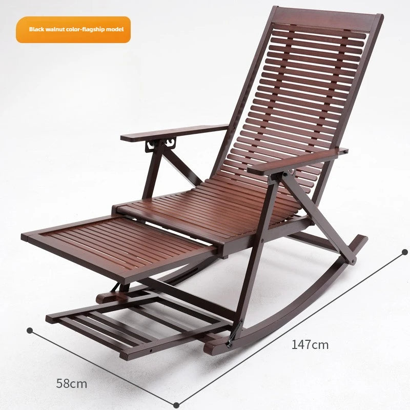 Foldable free chair patio stool rocking recliner folding summer lunch break bench balcony lazy leisure bench Oasis Select Chocolate