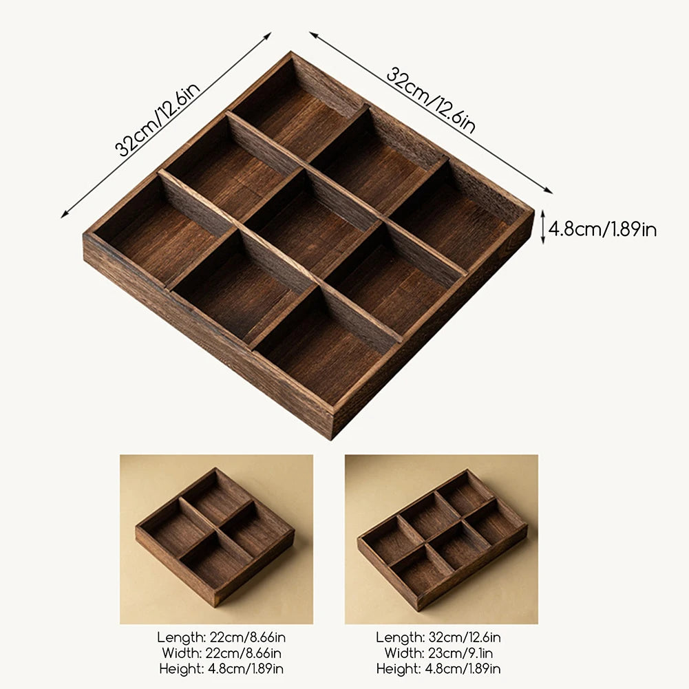 Wood Multi-Compartment Serving Tray | Nuts Fruit Snack Platter