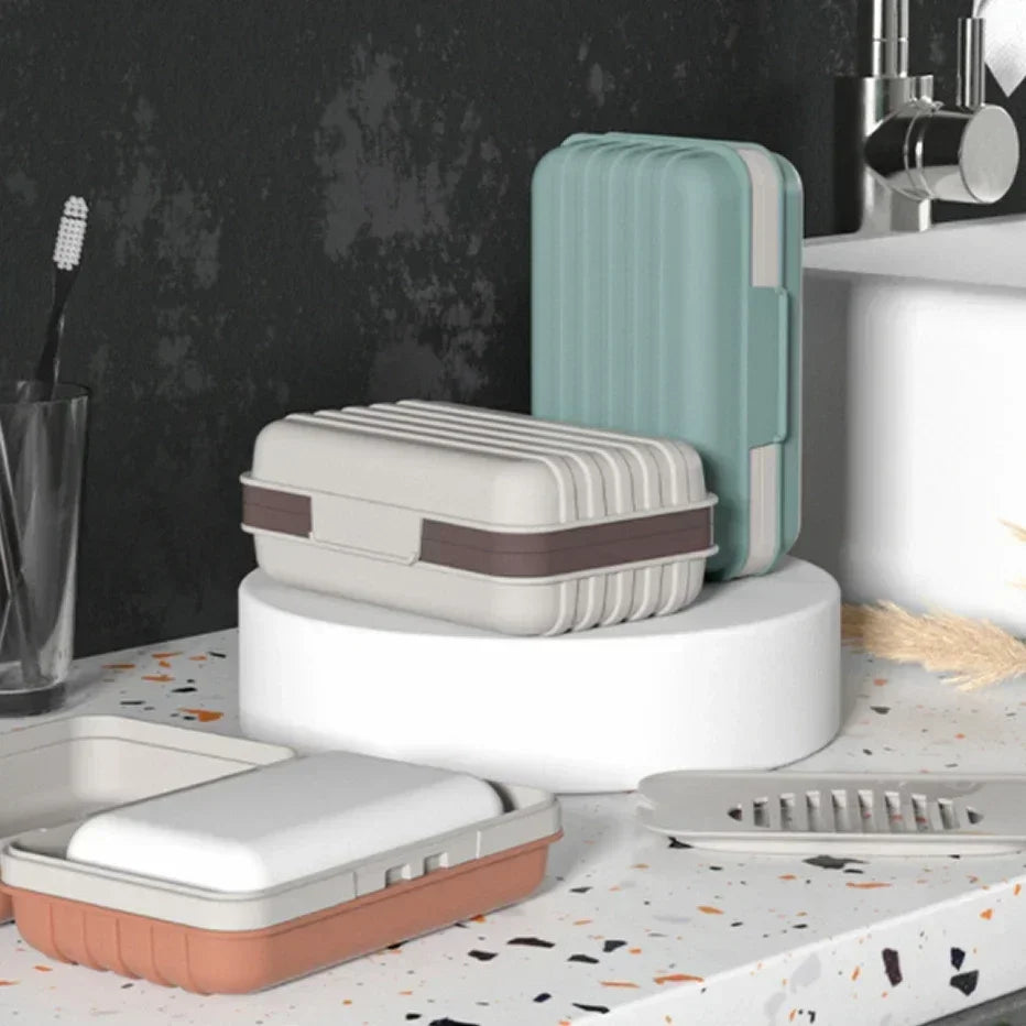 Plastic Soap Dish with Lid | Travel & Home Soap Box 2/3 Pack