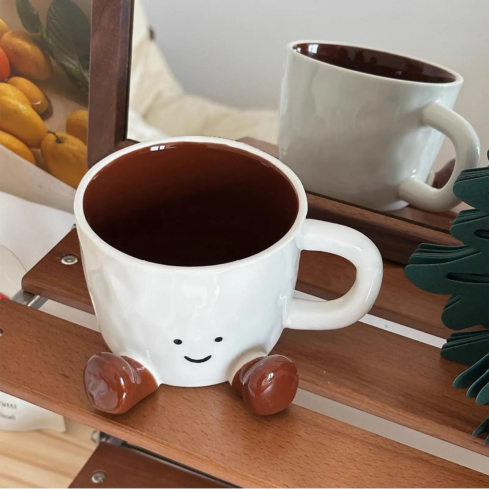 Ceramic Coffee Cup Water Cup with Feet Cute Decorative Coffee Beverage Mug for Photographers Men Women Kids Birthday Christmas Oasis Select