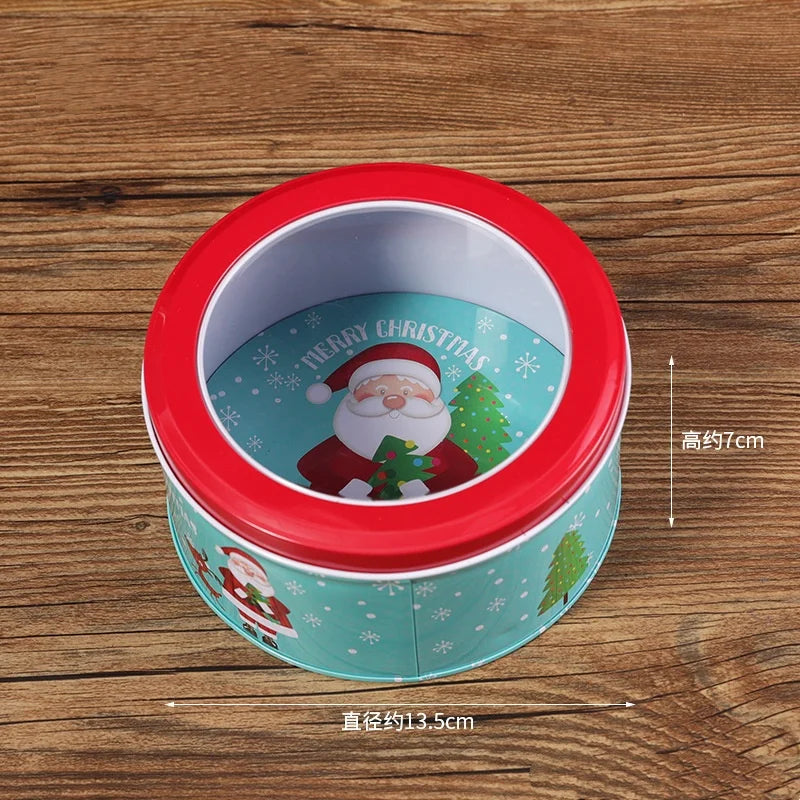 Christmas Gift Box Metal Tin Candy Cookie Packaging Box Containers Kids New Year Gift Decor Xmas Party Supplies Navidad Oasis Select
