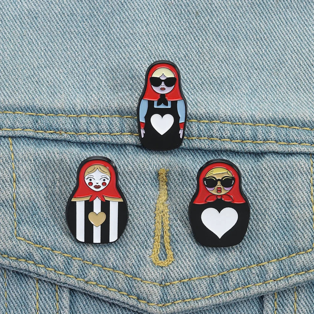Russian Cultural Costume Collected Enamel Pin Classic Russian Nesting Doll Metal Brooches Lapel Badge Jewelry Gift for Friends Oasis Select