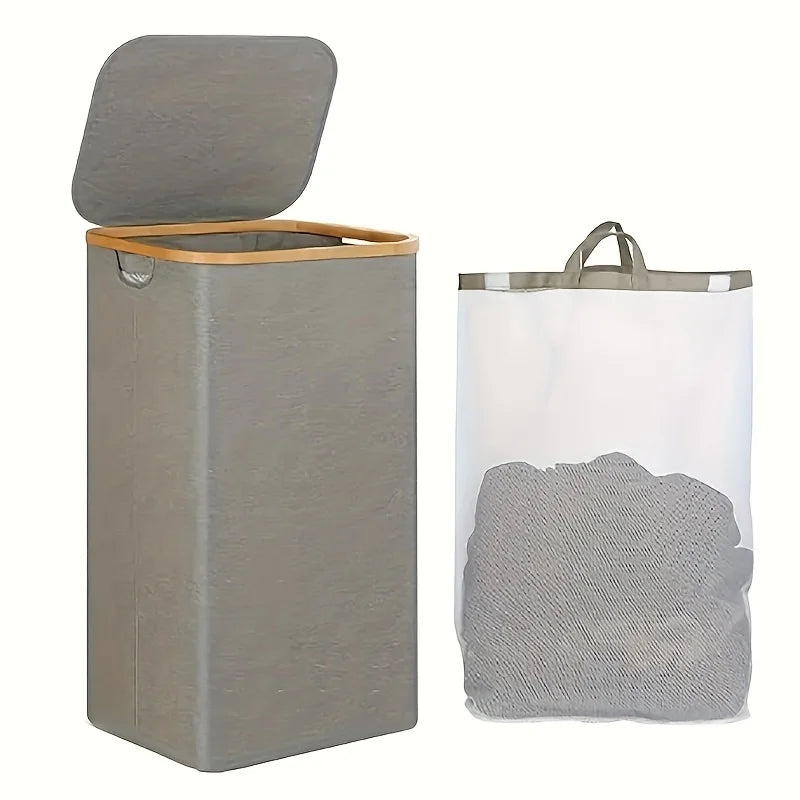 Foldable laundry basket with lid, household large-capacity laundry storage basket, bathroom clothes storage hamper Oasis Select BYZYL-huise