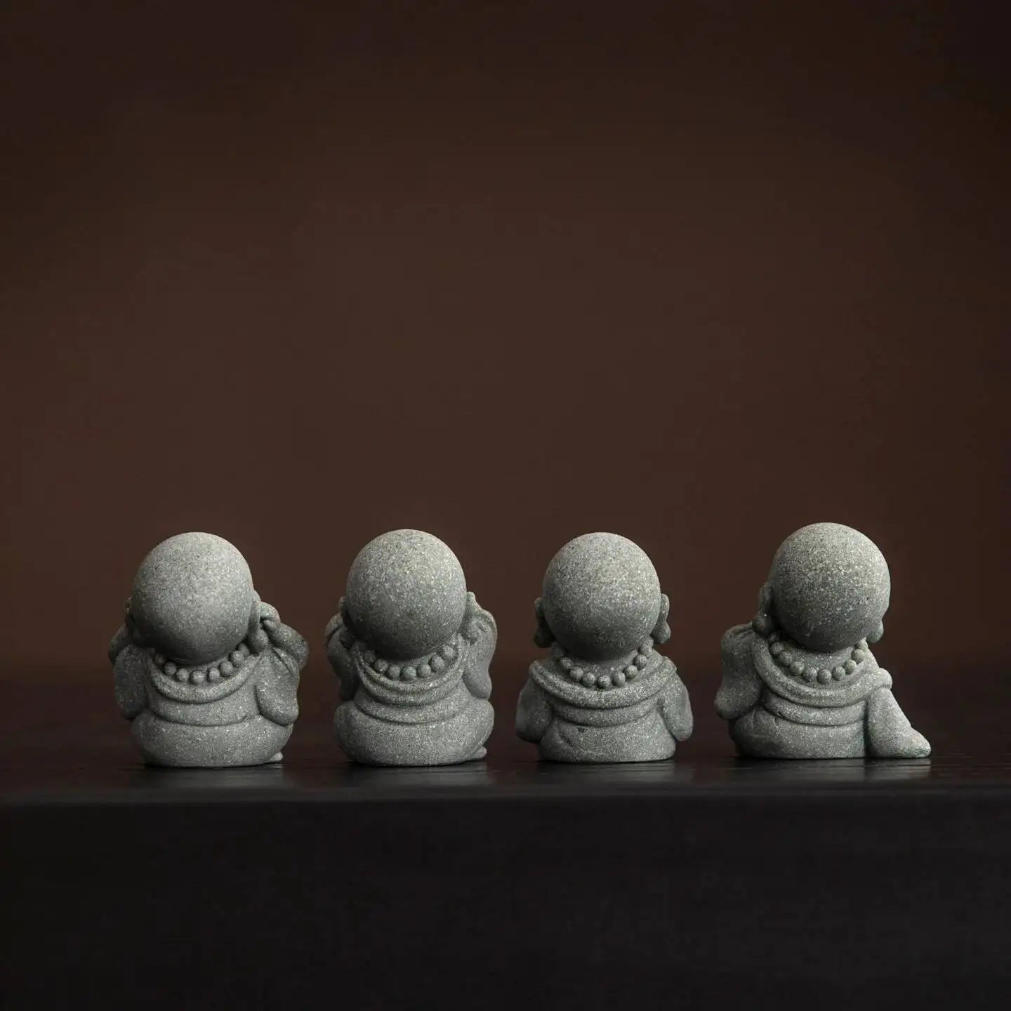 Green Sandstone tea pet Big Belly Maitreya Buddha Laughing Four Little Monks Ornament Desktop Tea play Table Craft Oasis Select