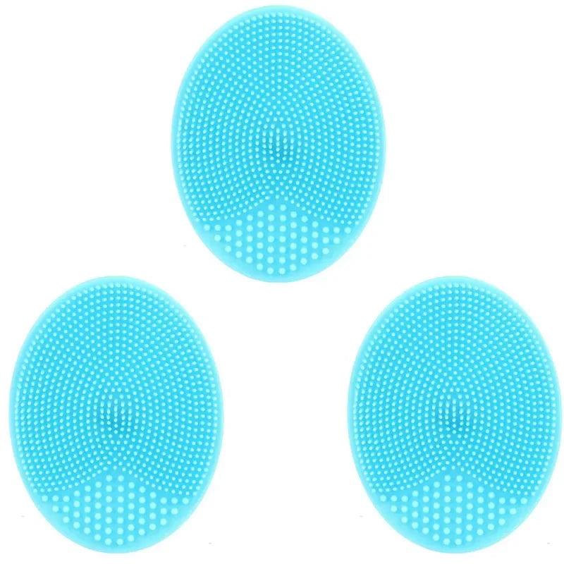 1/3pc Silicone Face Cleansing Brush Facial Deep Pore Skin Care Scrub Cleanser Tool New Mini Beauty Soft Deep Cleaning Exfoliator Oasis Select 3pcs Blue