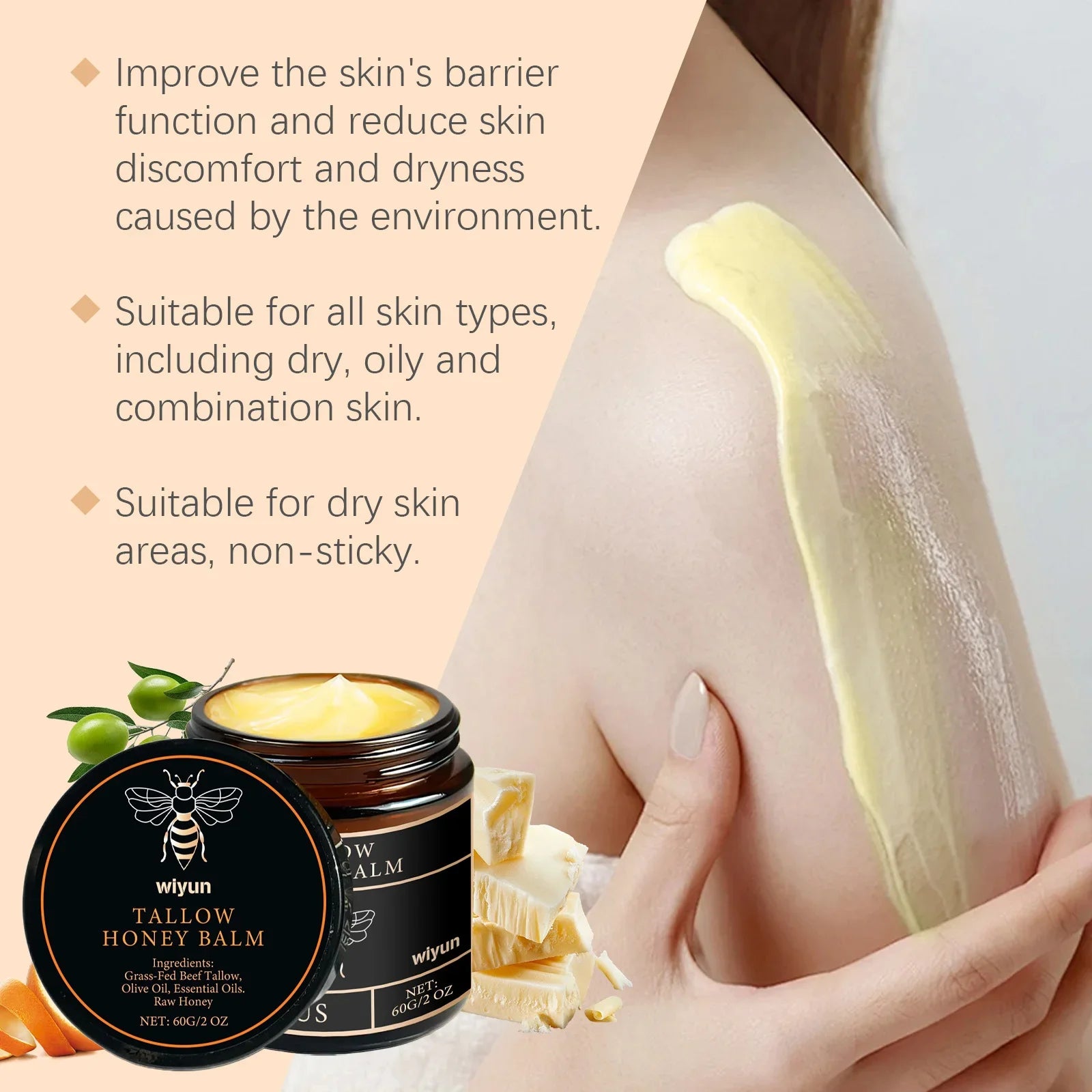 WIYUN Beef Tallow & Honey Face Cream | Moisturizing & Brightening