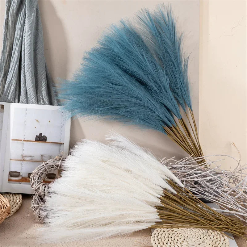 55CM Fluffy Pampas Grass Boho Decor Flower Fake Plant Reed Simulated Wedding Party Home Decoration Artificial Flowers Oasis Select