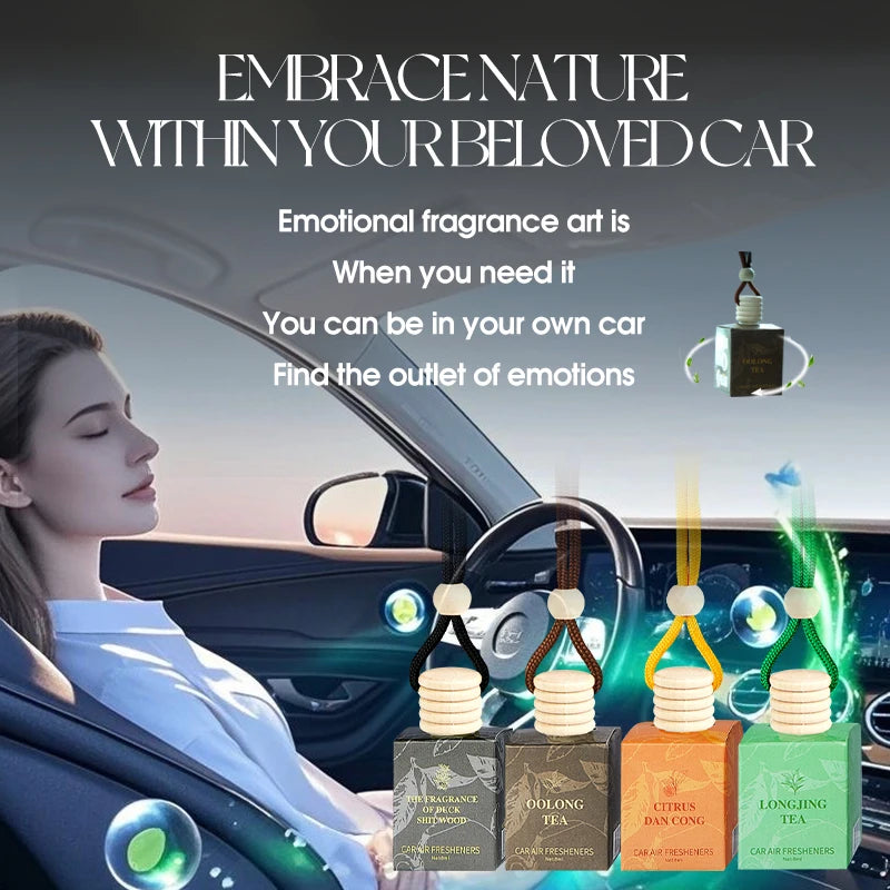 4-Pack Tea Scented Car Air Freshener – Alcohol-Free Rope Hang Car Air Freshener Oasis Select