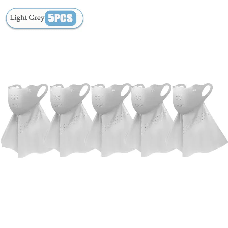 1-10PCS Women‘s Summer Outdoor Sun Face Mask Neck Cover Cooling Breathable UV Protection for Hiking Cycling Ideal Gift Oasis Select Light Grey-5PCS