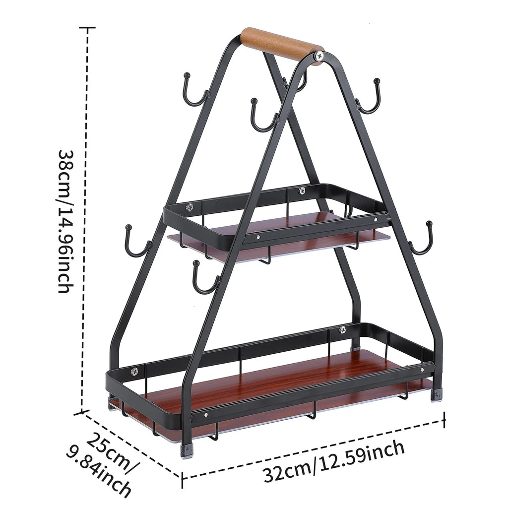 Mug hanger glass water cup rack kitchen living room desktop storage rack hook coffee cup holder Oasis Select black
