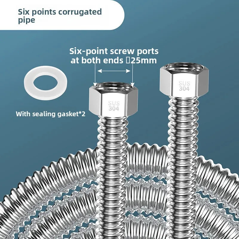 G1/2"G3/4"G1" Stainless Steel Corrugated Water Hard Pipe Hose 20-200cm Oasis Select 2m
