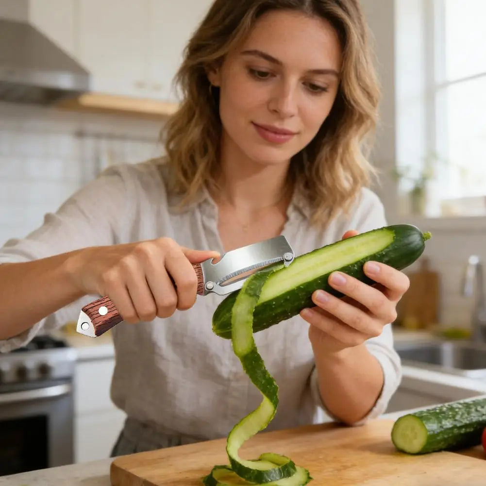 Stainless Steel Vegetable & Fruit Peeler – Wooden Handle