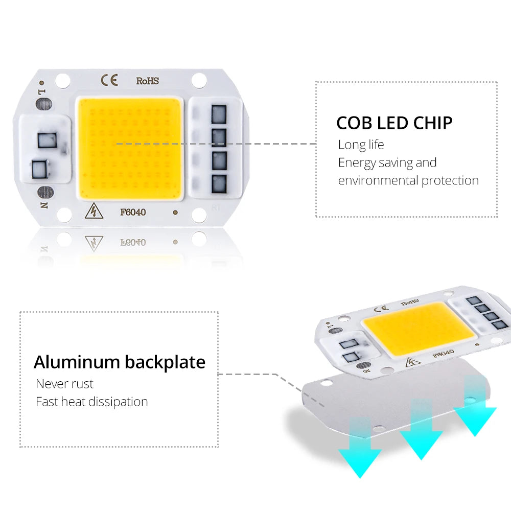 COB LED Chip 20W 30W 50W AC 110V/220V No Driver DIY Flood Light COB LED Chip Oasis Select