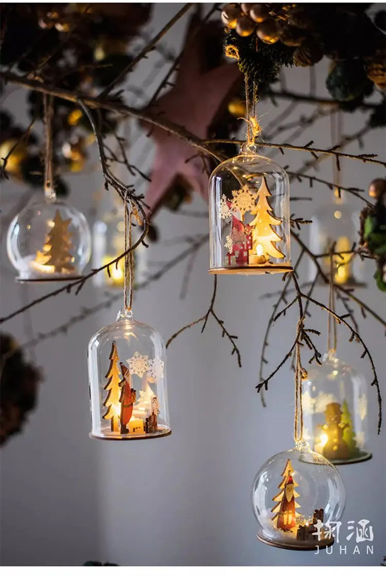 Luminous Lamp Hanging Decorations Christmas Ornaments Glass Lamp Balls Hanging Balls Santa Claus Reindeer Snowman Ornaments Oasis Select