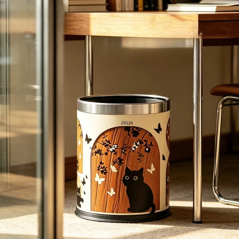 Trash Can Mid Ancient Style Open Top Double Inner Outer Bucket Retro High End Appearance Household Living Room Waste Storage Oasis Select
