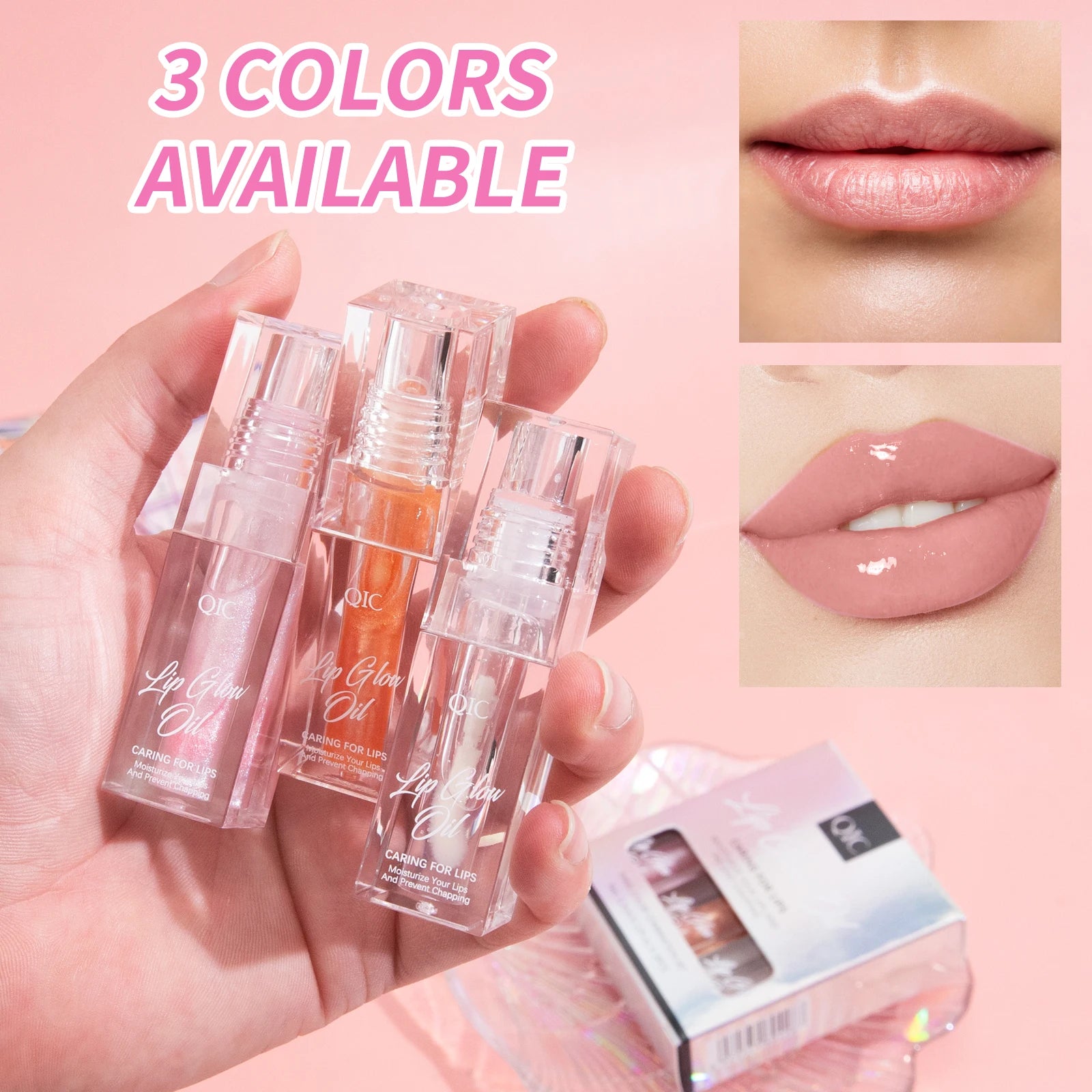 QIC 3-Piece Sparkling Lip Gloss Set – Moisturizing & Shiny