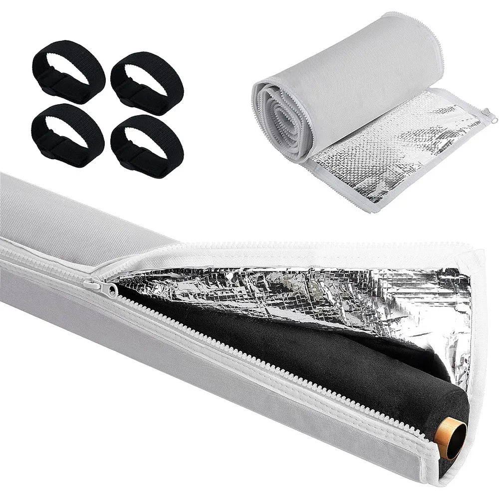 3 Layer Oxford Cloth HVAC Copper Pipe Insulation Cover Zipper Flexible Air Conditioning Pipe Protective Sleeve Oasis Select Grey Zipper