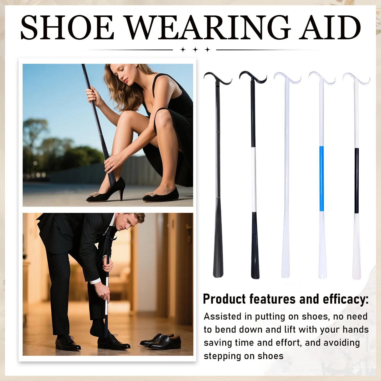 New Shoe Spatula Stainless Steel Long Metal Lifter Shoehorn Luxury Shoe Horn Foldable Shoehorn Portable Oasis Select
