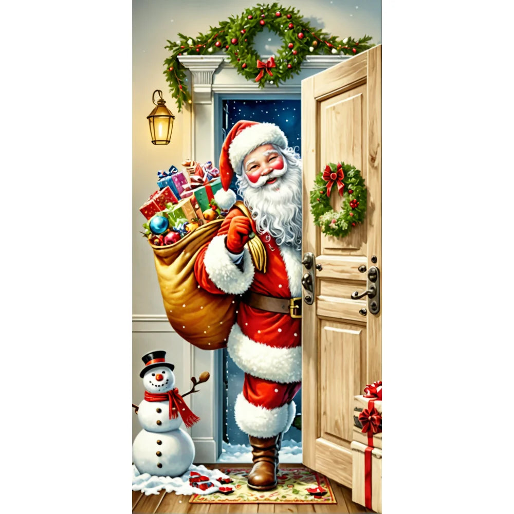 Christmas Snowman & Santa Door Cover Banner | Holiday Decor