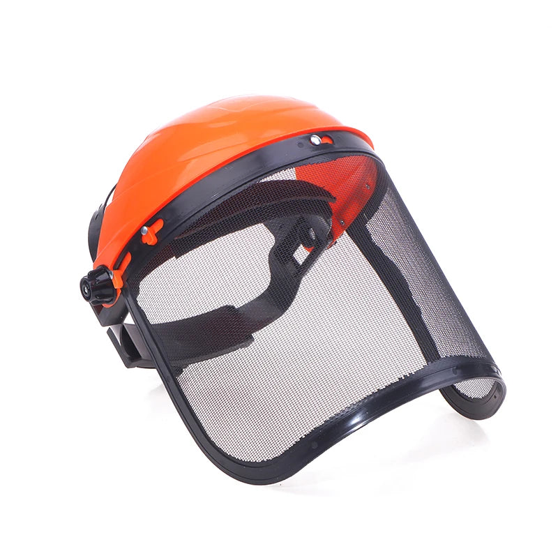 Safety Helmet Hat With Full Face Mesh Protective Mask For Garden Grass Trimmer Logging Brush Cutter Forestry Protection Oasis Select orange