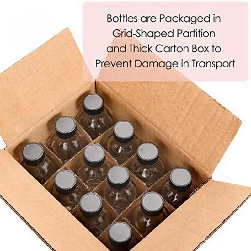 12-Pack 2oz Clear Glass Bottles with Lids & Funnels – 60ml