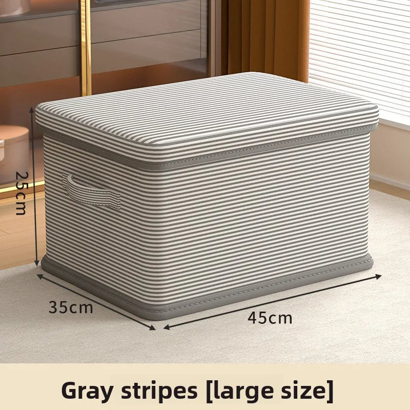 Clothes Storage Box Household Large-capacity Wardrobe Snacks Toys Layered Finishing Artifact Folding Storage Box Basket with Lid Oasis Select L 1