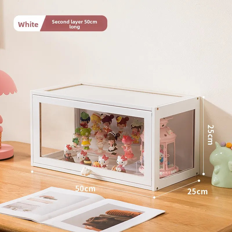 Figure Display Cabinet Transparent Household Blind Box Millet Storage Secondary Pain Cabinet Ornament Display Stand Oasis Select White single door 50