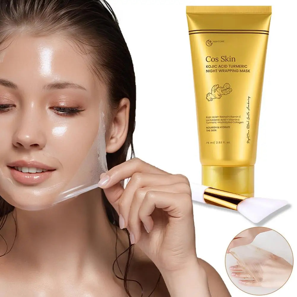 Kojic Acid Turmeric Overnight Wrapping Peel Off Mask Kit Nourish Hydrolyzed Collagen Glowing Skin Refresh Skin Firming Skincare Oasis Select