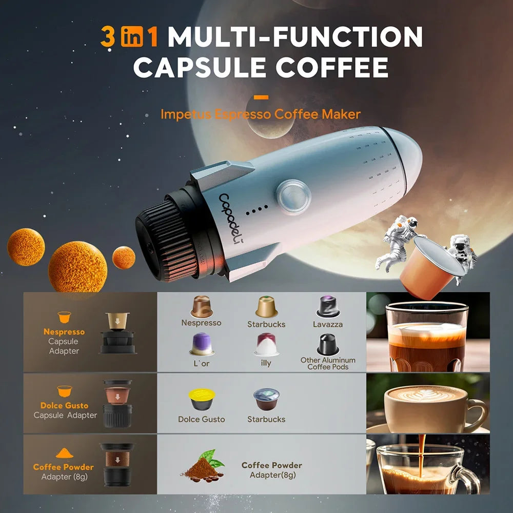 URGGU 3-in-1 Portable Espresso Machine | Travel Coffee Maker