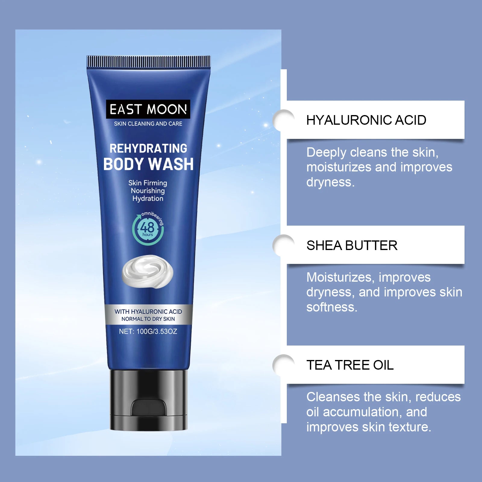 East Moon Hyaluronic Men's Shower Gel – Moisturizing Body Wash Men's Shower Gel Oasis Select