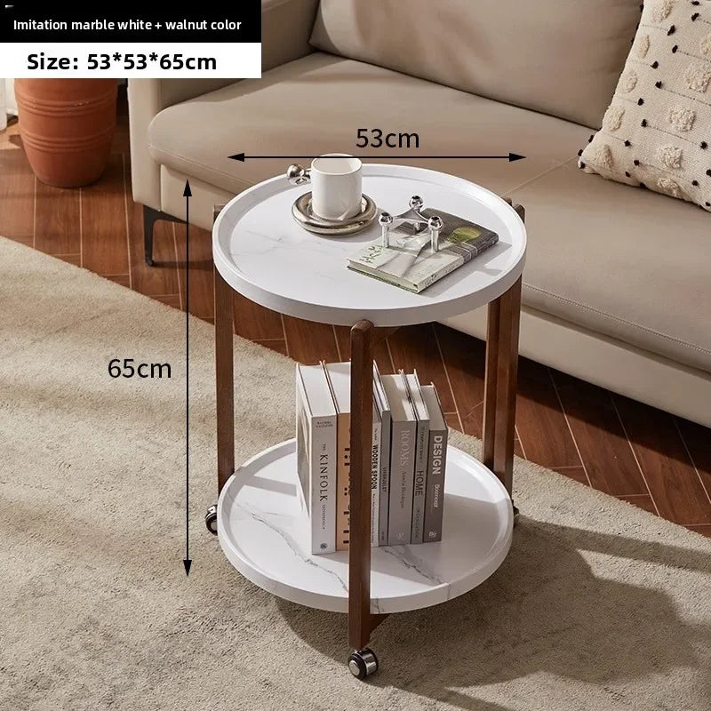 Multi-functional Movable trolley side table Living room coffee table Movable coffee table sturdy and durable Oasis Select Walnut Rack G