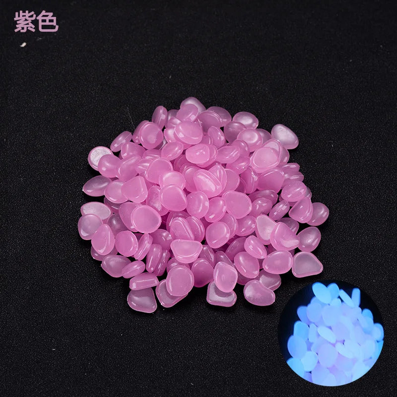 1cm Small Artificial Luminous Stone Vase Decoration Pot Luminous Stone 0.5 G Fluorescent Fish Tank Landscape Pebbles Oasis Select purple A pack of 100
