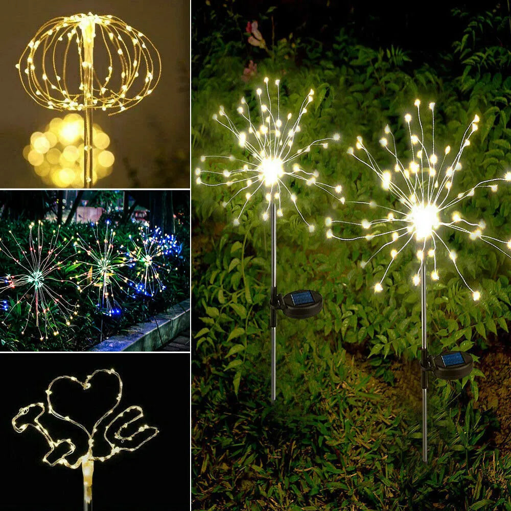 1~4PCS LED Solar Power Firework Lights Garden Decoration Fairy Lamp Waterproof Outdoor Dandelion Lawn Light Patio Garden Decor Oasis Select