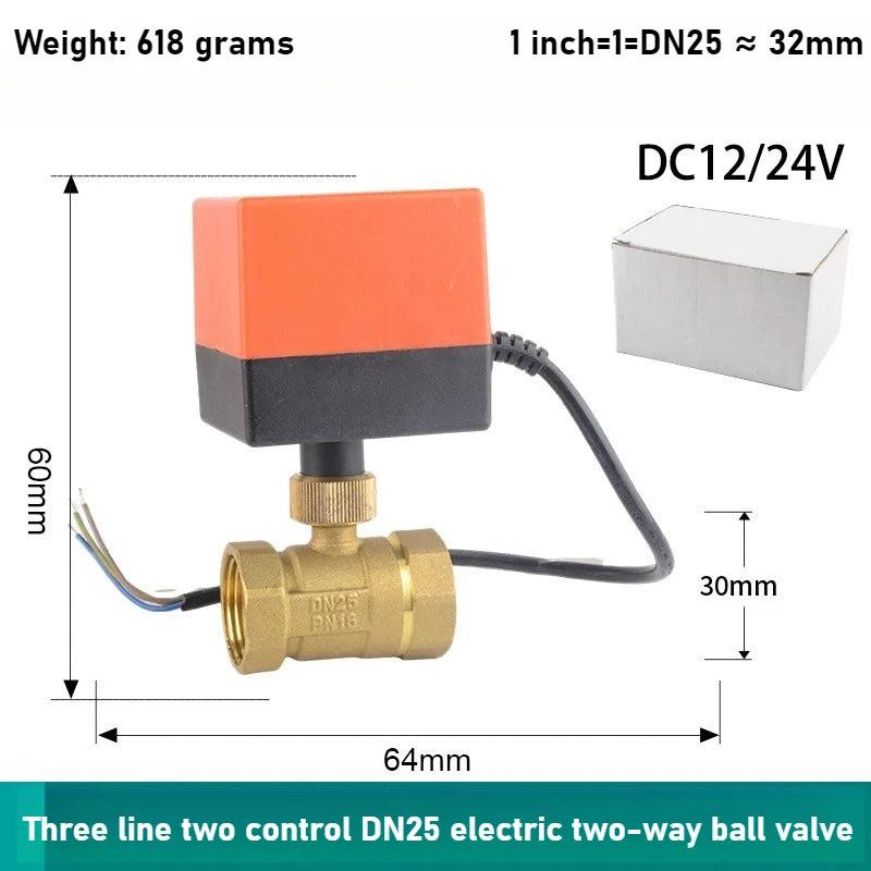 Electric Two-way Ball Valve DN15 20 25 32 40 50 Three Wire Two-point Control 220V 12V 24V Copper Electric Ball Valve Oasis Select DN25 DC12 24V 3 lines 2 controls two-way