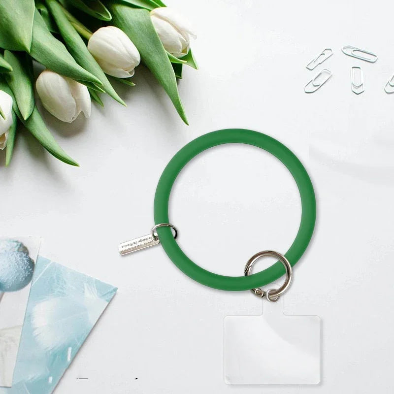 1/2pc Universal Hanging Ring fore Mobile Phone Soft Silicone Lanyard Strap Anti-Lost Bracelet for iPhone Xiaomi Samsung Keychain Oasis Select transparent green