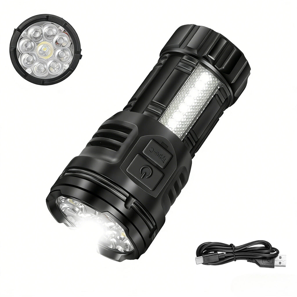 Mini LED Flashlight Super Bright With COB Side Light Rechargeable Handheld Flashlight For Outdoor Emergency Light For Camping Oasis Select 9 LED-COB 1PC