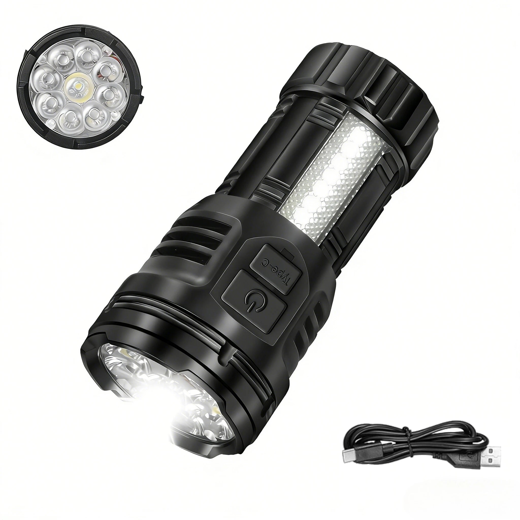 Mini LED Flashlight Super Bright With COB Side Light Rechargeable Handheld Flashlight For Outdoor Emergency Light For Camping Oasis Select 9 LED-COB 1PC