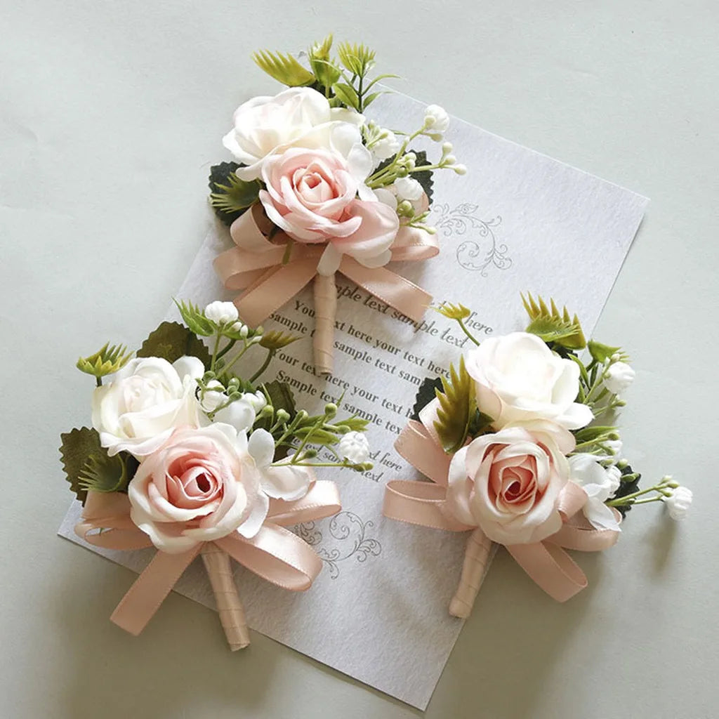 Artificial Corsage & Wrist Flower | Satin Bow Wedding Accessory