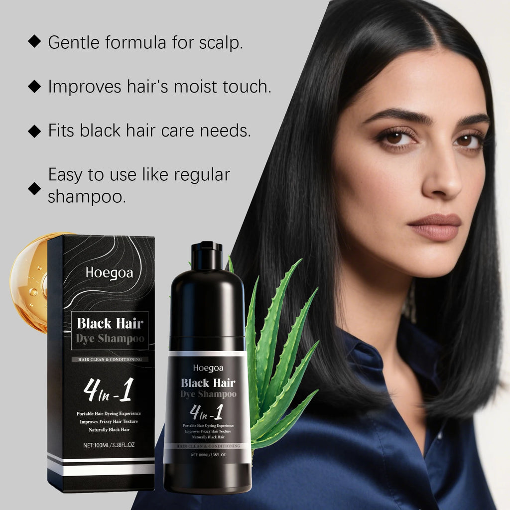 4 In 1 Black Hair Dye Shampoo Coverage White Grey Hair Moustache Moisturize Repair Hair Nourish Scalp Herbal Darkening Shampoo Oasis Select