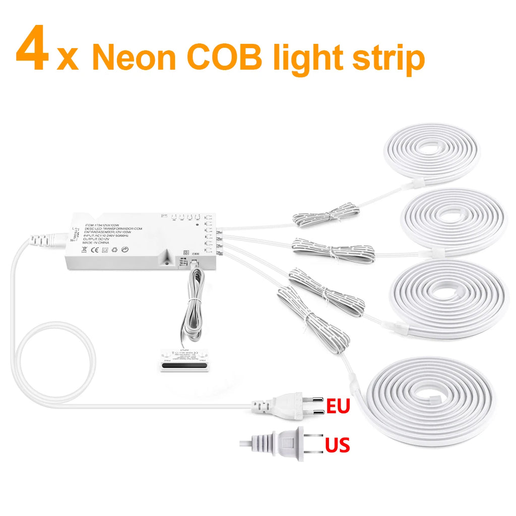 24V COB Neon Tape No Flicker Soft light,with Door Induction Swtich,Closet Door Light Auto Turn On,For Cabinet Night Lighting Oasis Select 4PCS LED Strip WHITE EU Plug|1m