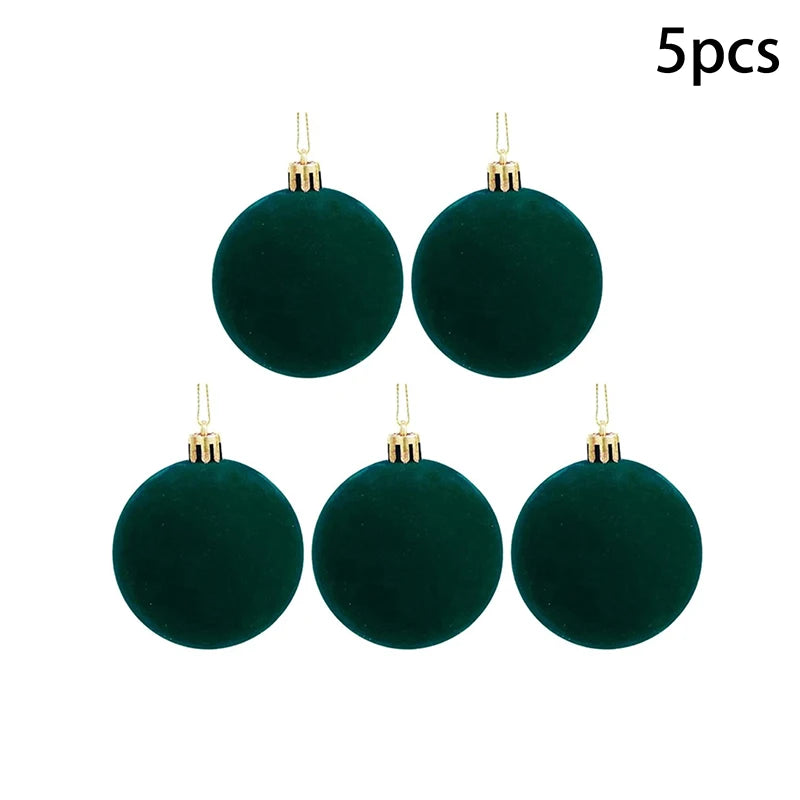 Velvet Christmas Ball Ornaments Red & White Xmas Tree Decor