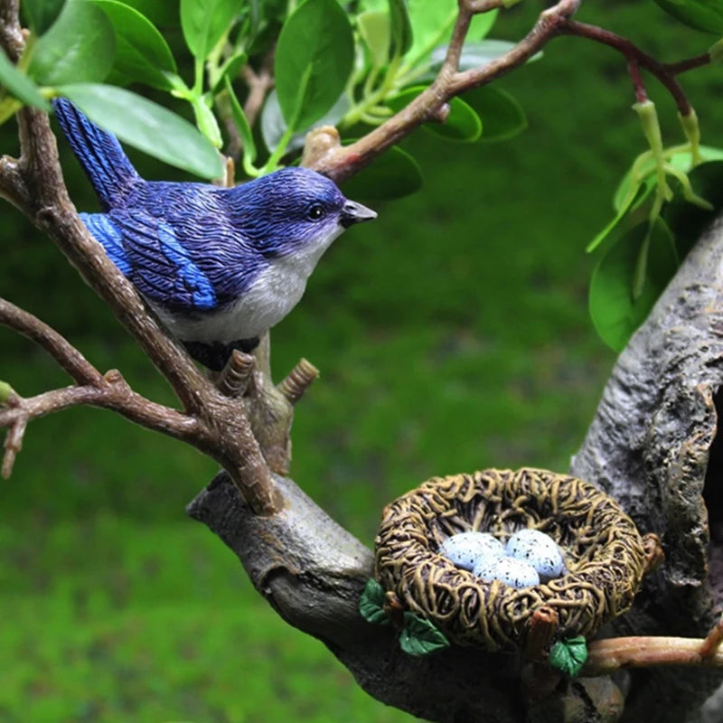 Birdie Figurines Gardening Ornaments 4Pcs/Set Bird's Nest Bird Eggs Landscape Mini Bonsai Simulation Model Dollhouse Decor Oasis Select
