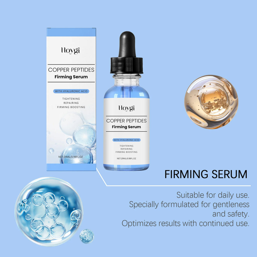Copper Peptides Face Serum Firming Lifting Hyaluronic Acid Repair Damaged Skin Reduce Fine Lines Improve Sagging Soothing 30ml Oasis Select