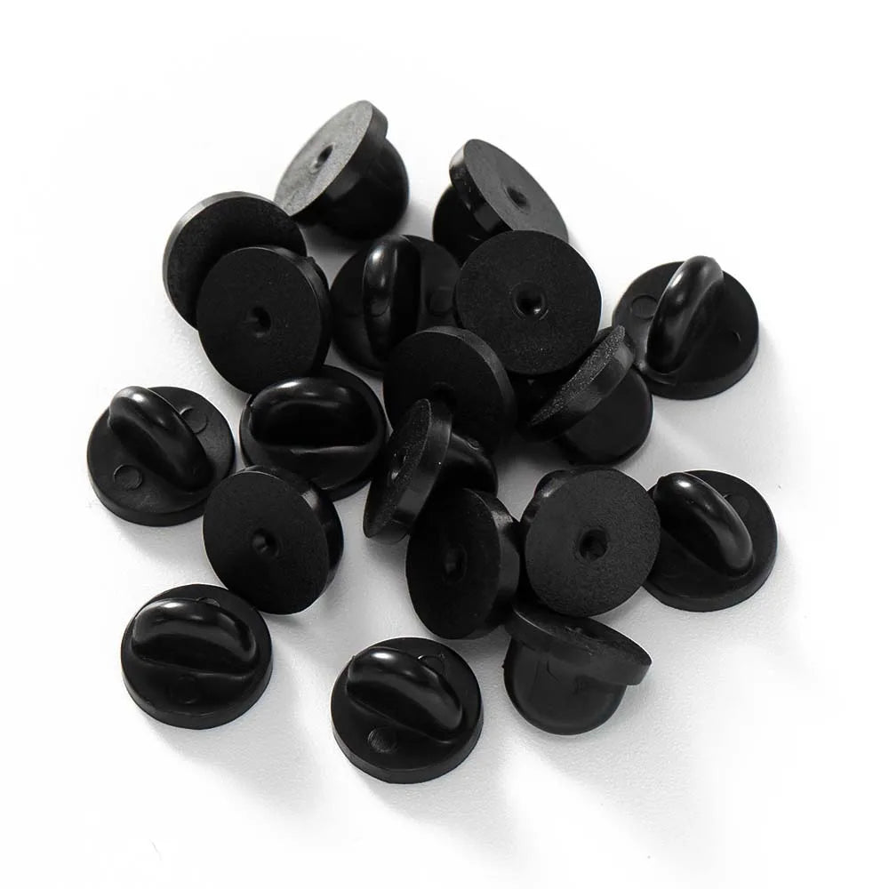50/100pcs Black Rubber Pin Backs for Tie Tack Lapel Holder Clasp Cap Keepers Brooch Badge Jewelry Making Supplies Accessories Oasis Select Black Back 100pcs