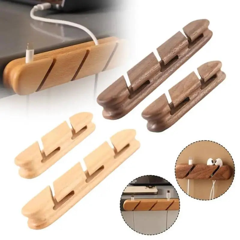 Solid Wood Desktop Cable Organizer – Cord & Cable Manager