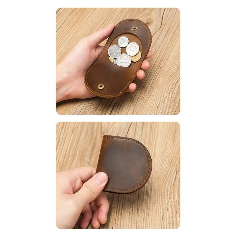 Mini Genuine Leather Coin Wallet – Hasp Purse for Women & Kids